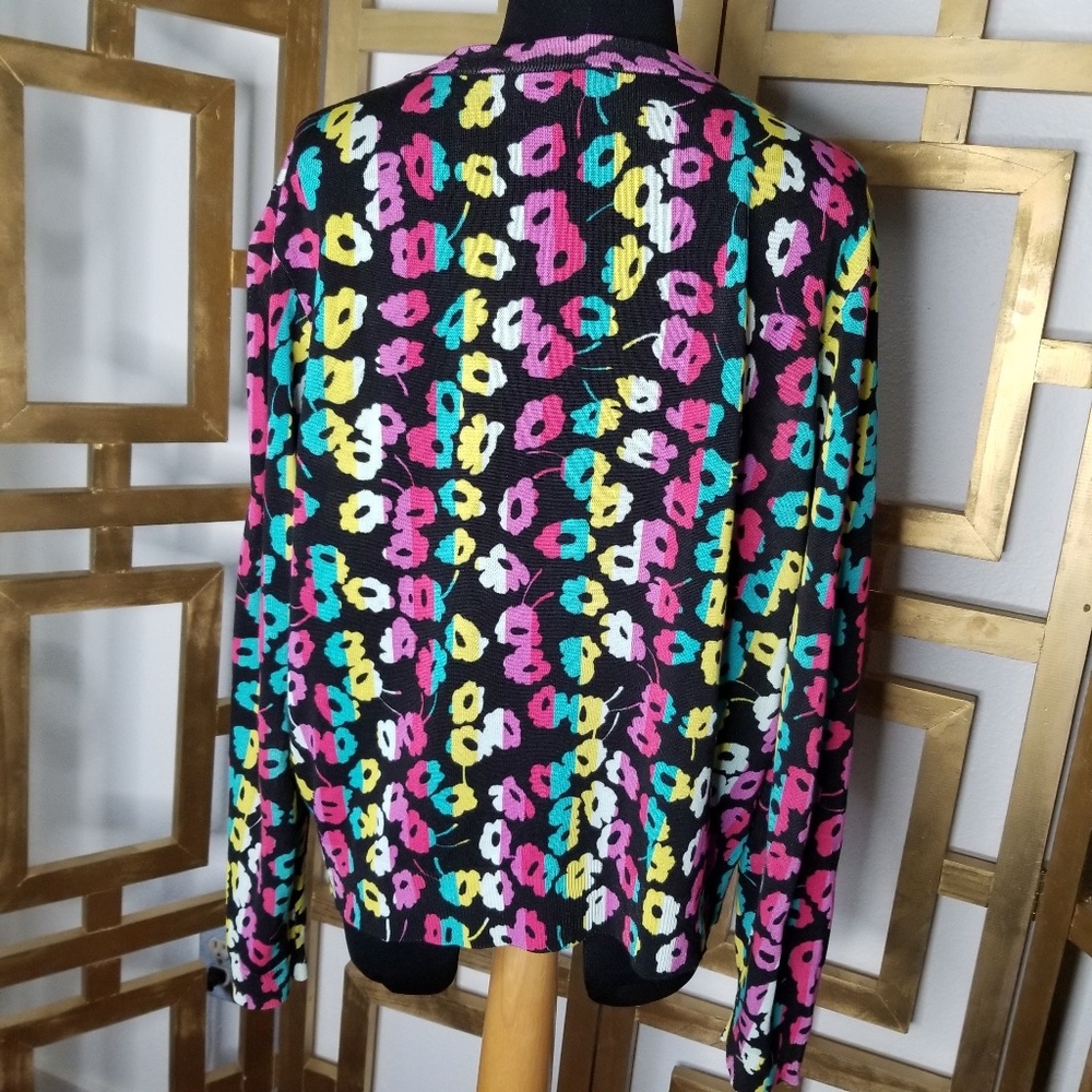 Escada Floral Pink Cardigan Sweater Gold Button XL - Picture 2 of 8